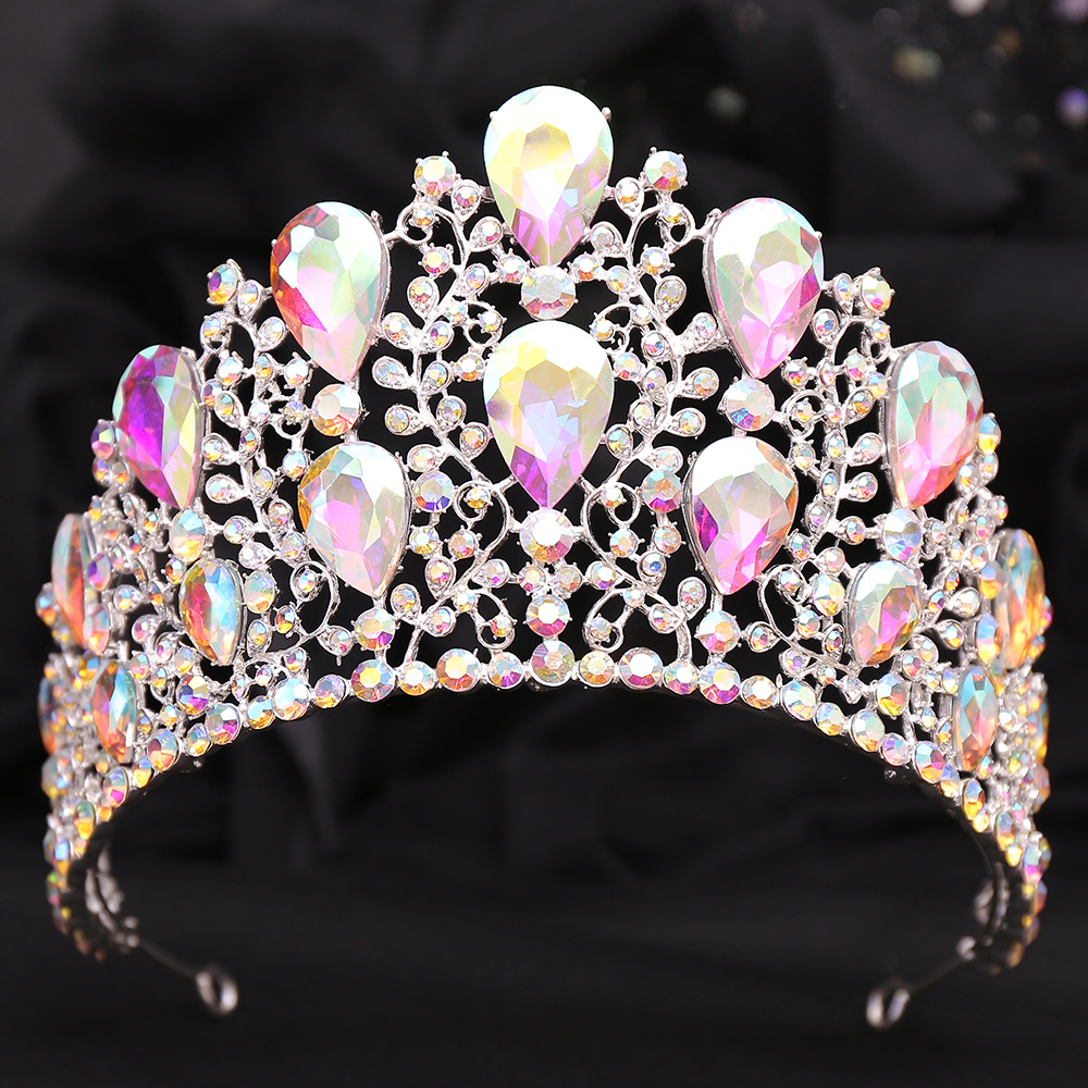 Wedding, Birthday, Festival Occasion Romantic Shiny Water Droplets Crown Alloy Rhinestone Crown