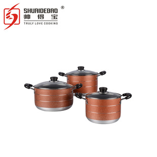 ♔ Shuaidebao Manufacturer Cross-Border High-Tube Non-Stick Soup Pot Set Frying Pan Aluminum Pot Set Wholesale Pot Cookware