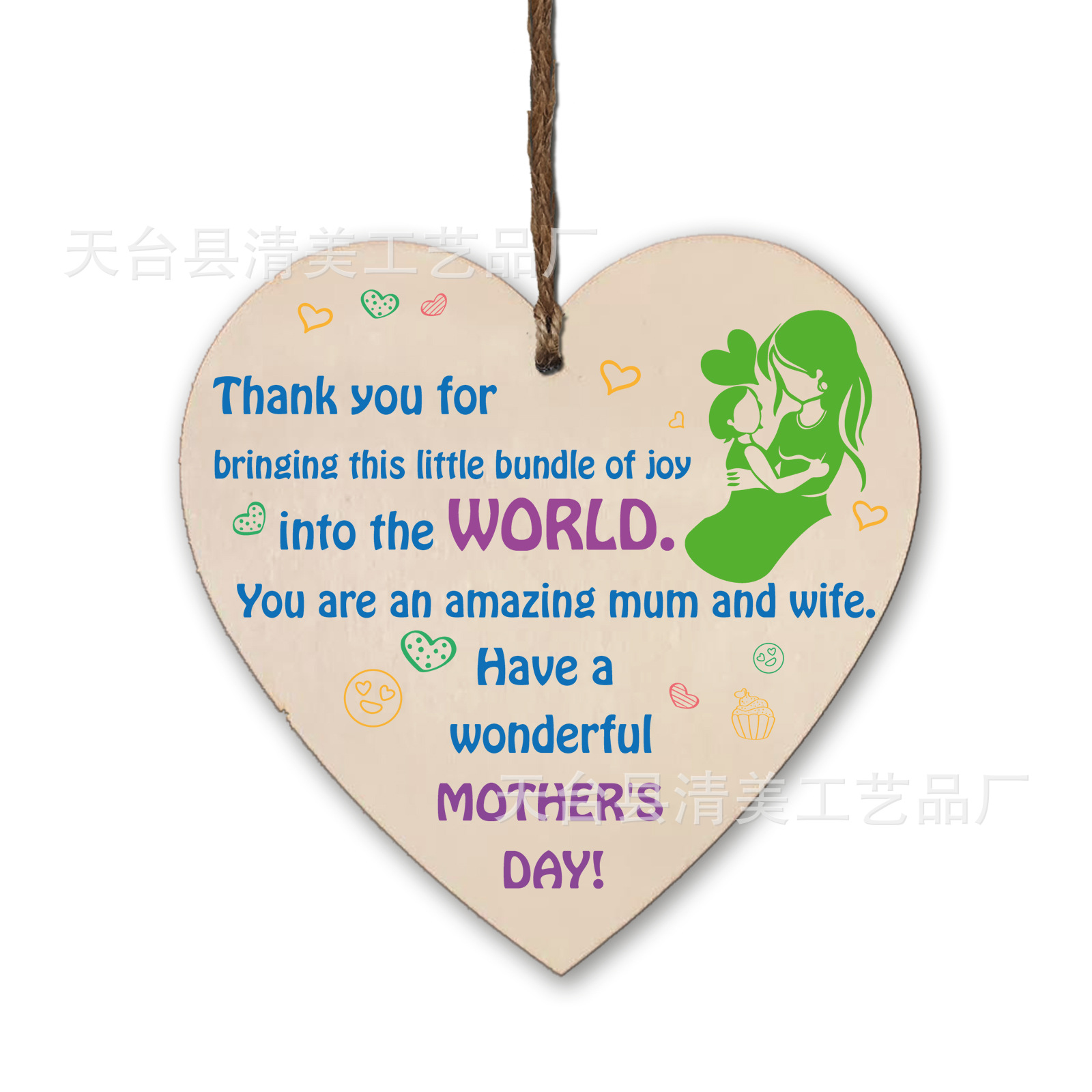 100mm love madera pieza colgante 1 paquete