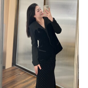 Autumn and Winter New Internet Celebrant French Style Chanel Style Dress Slimming Top Half-length Dress Women's chubby girl plus size Belly Covering Dress