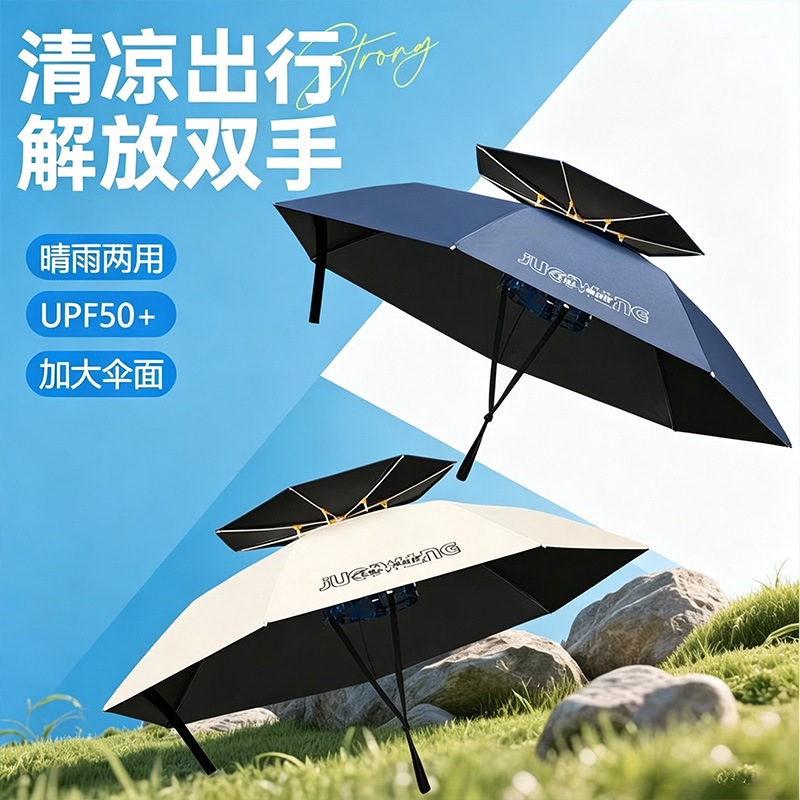 Umbrella hat, rain hat, fishing hat, sun hat, outdoor sun protection hat, foldable large-sized windproof hat, dual-purpose sunshade