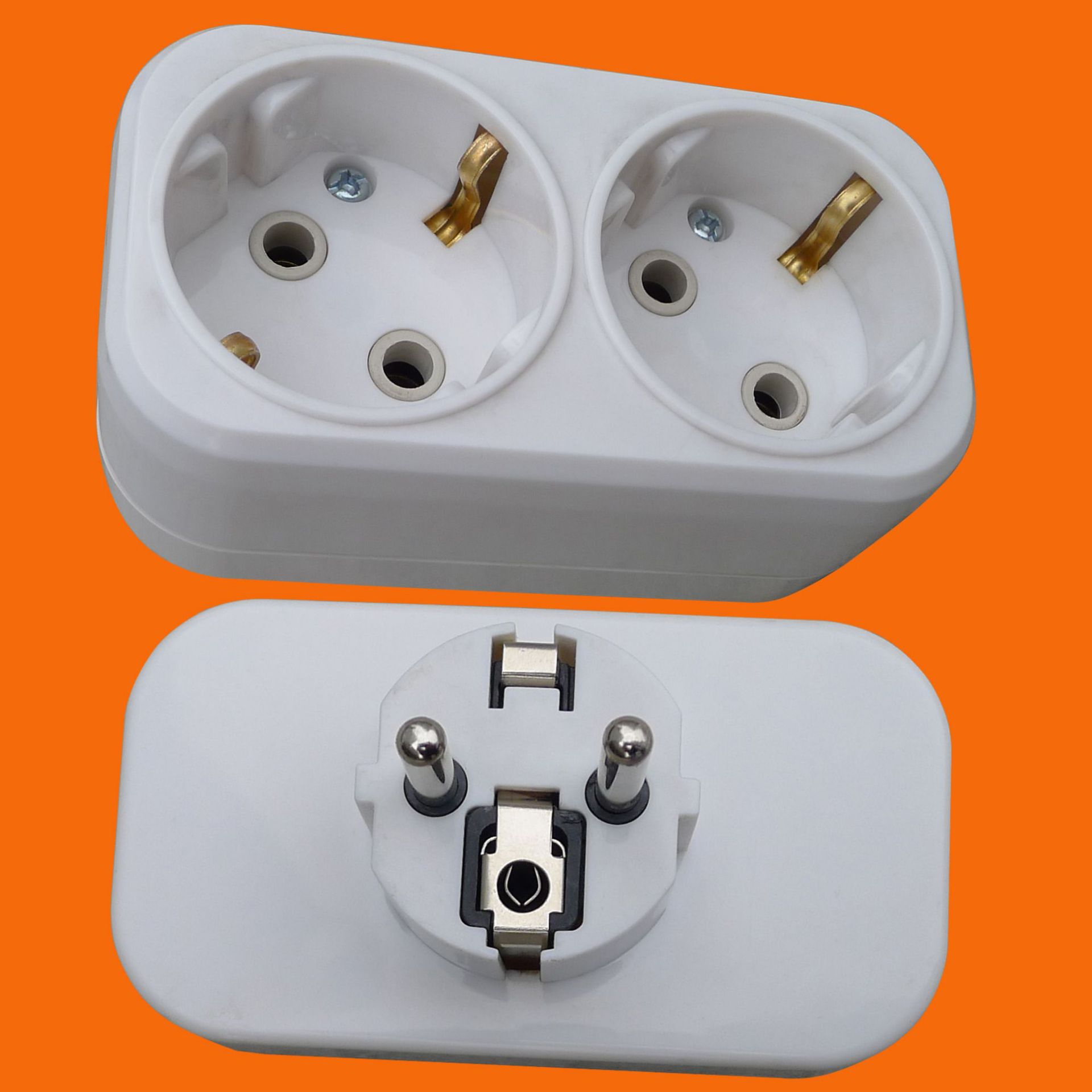 供应一转二　带接地　欧式转换插头（P8812）