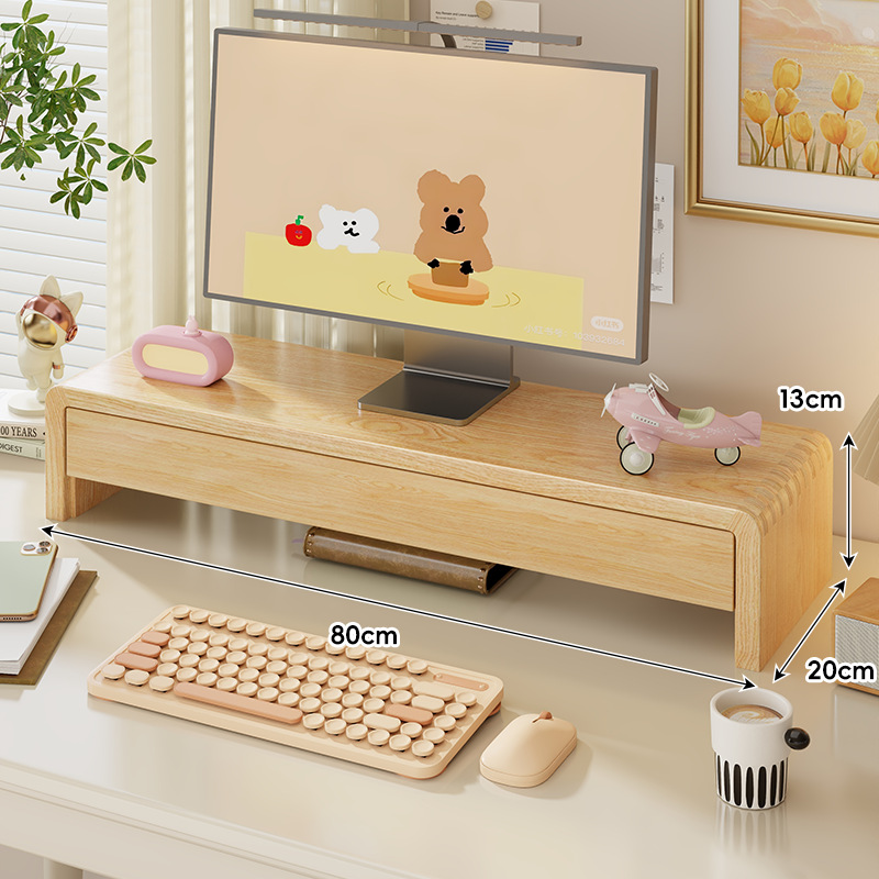 Soporte Elevador de Monitor de Madera para Escritorio de Oficina