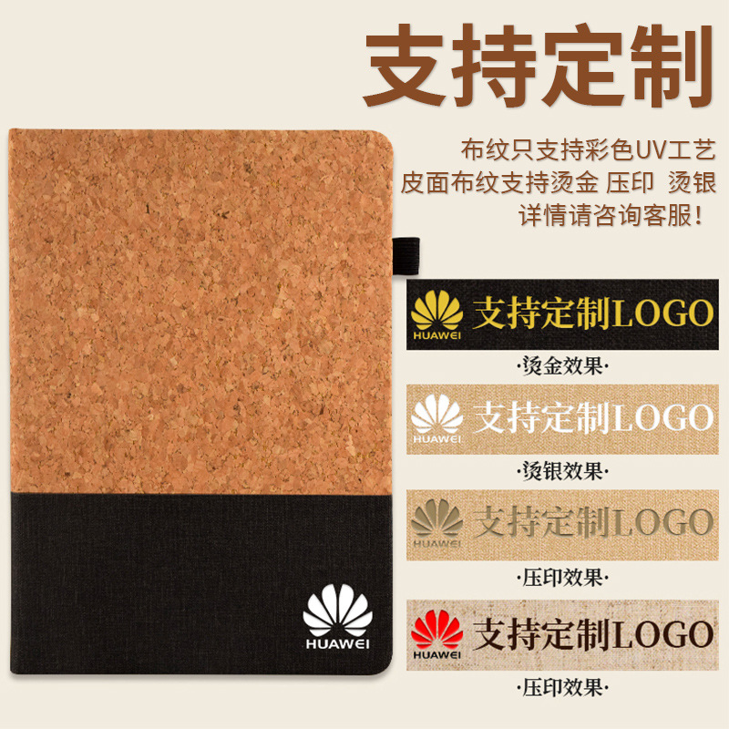 Eco-Friendly Cork Notebook for Business Meetings, Wheat Straw Splicing Notepad, Custom-Made Planner for Foreign Trade
