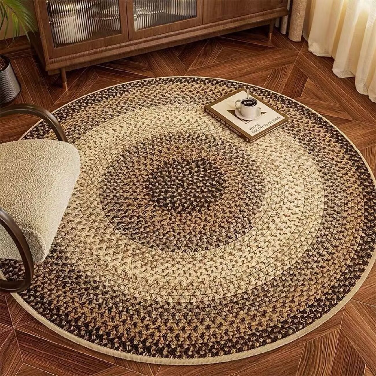 Simple Round Carpet Living Room Blanket Retro Computer Retro Bedroom High-End Dresser Bedside Coffee Table Sofa Floor Mat