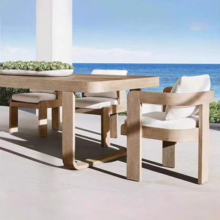 Outdoor Sofa Courtyard Garden Single Chair Nordic Outdoor Living Room Open-Air Rainproof and Sunproof Teak Furniture Combination