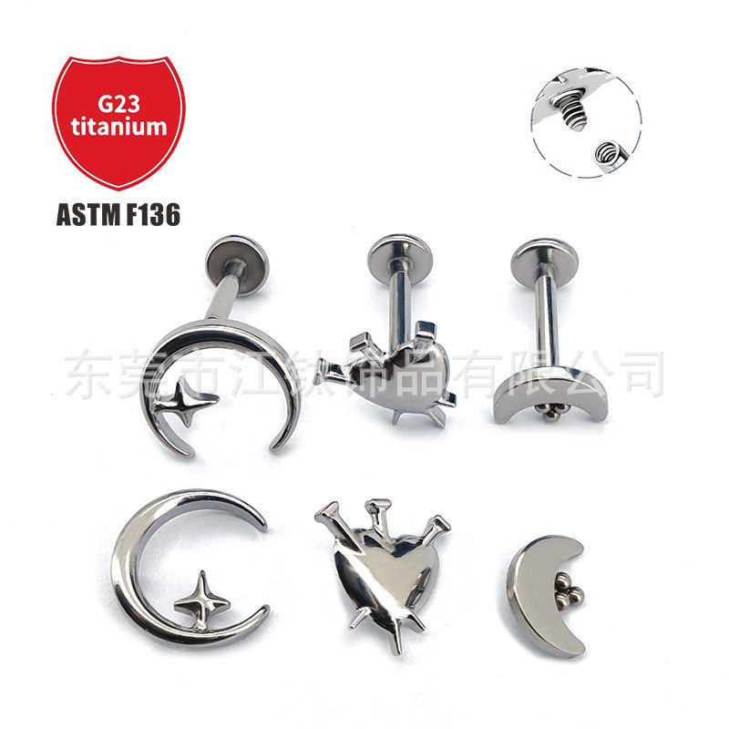 Pointed titanium steel lip stud product view