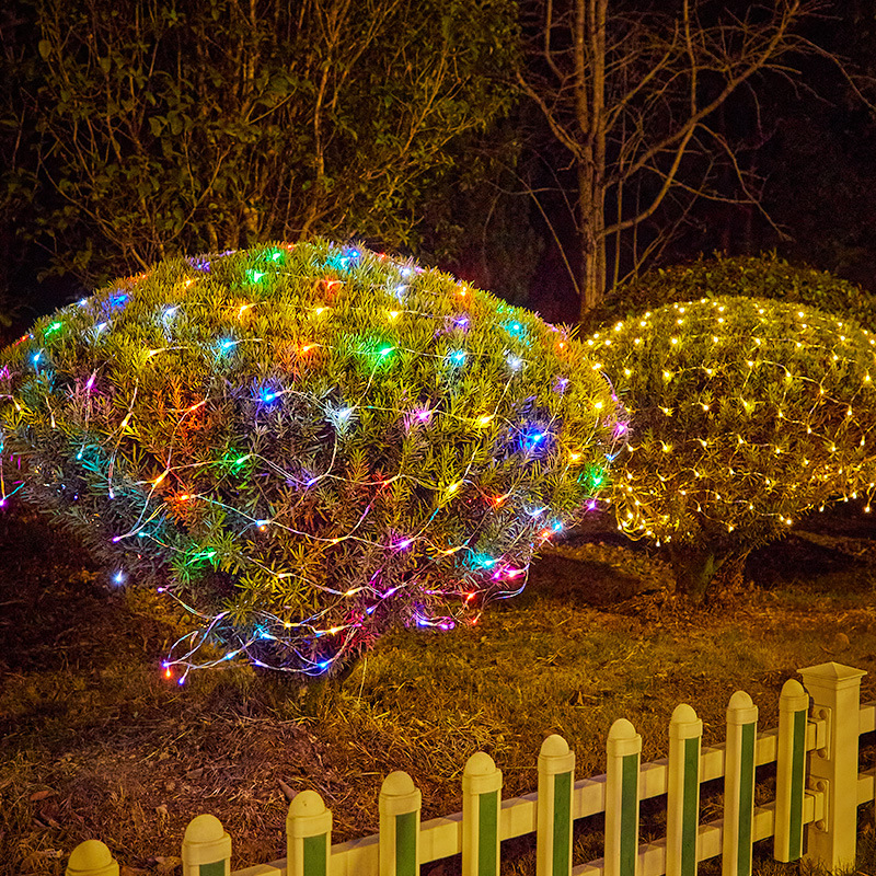 Luces solares para redes de pesca, impermeables para exteriores, decoración para arbustos, árboles, jardines y patios, luces navideñas impermeables para exteriores