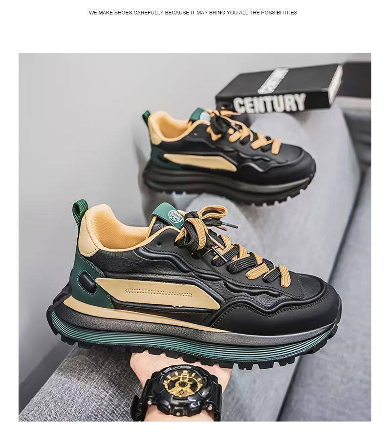 Giày thể thao nam đế dày tăng chiều cao, sneaker phối màu trơn, gót thấp 1–3 cm — C965 Kaki, C965 màu đen, C965 trắng chi tiết 23