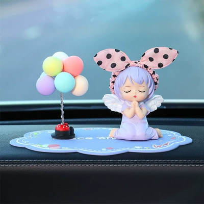 Car Ornaments New Cute Interior Car Interior Decoration Supplies Creative Car Seasonal High-End New Accessories for Women (Car ornaments) - purple-anne-single-balloon-blue-pad