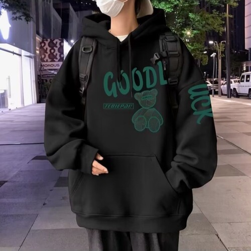 2024 Men's Autumn/Winter New Arrival Hooded Sweatshirt, Trendy Brand American-Style Fleece-Lined Couple's Jacket, Loose-Fit Top
