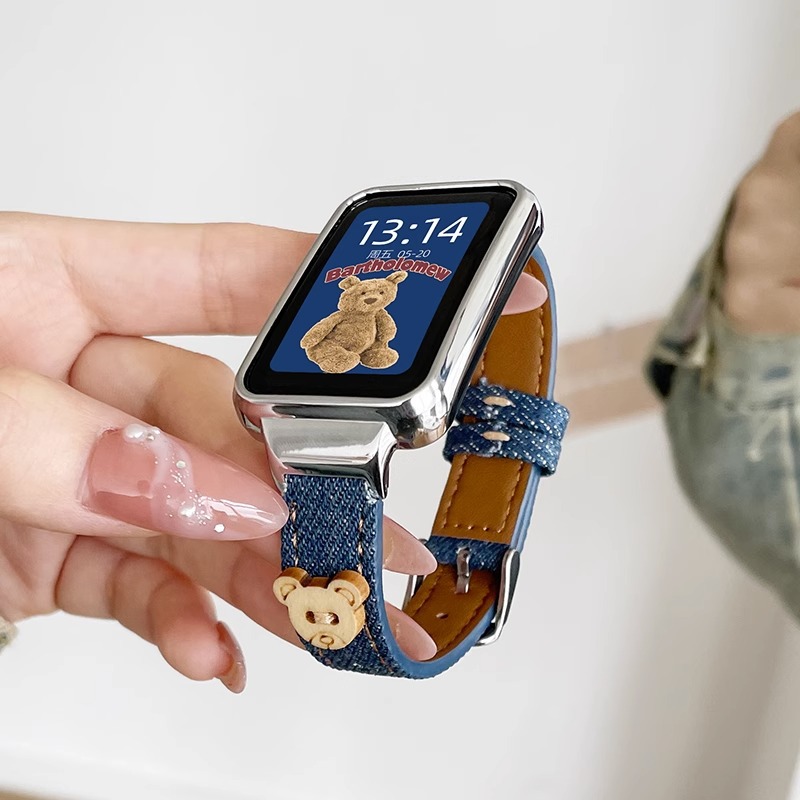 For Mi Band 7PRO Strap New Denim Leather Doll Replacement Wristband Smart Sports Fashion Accessories