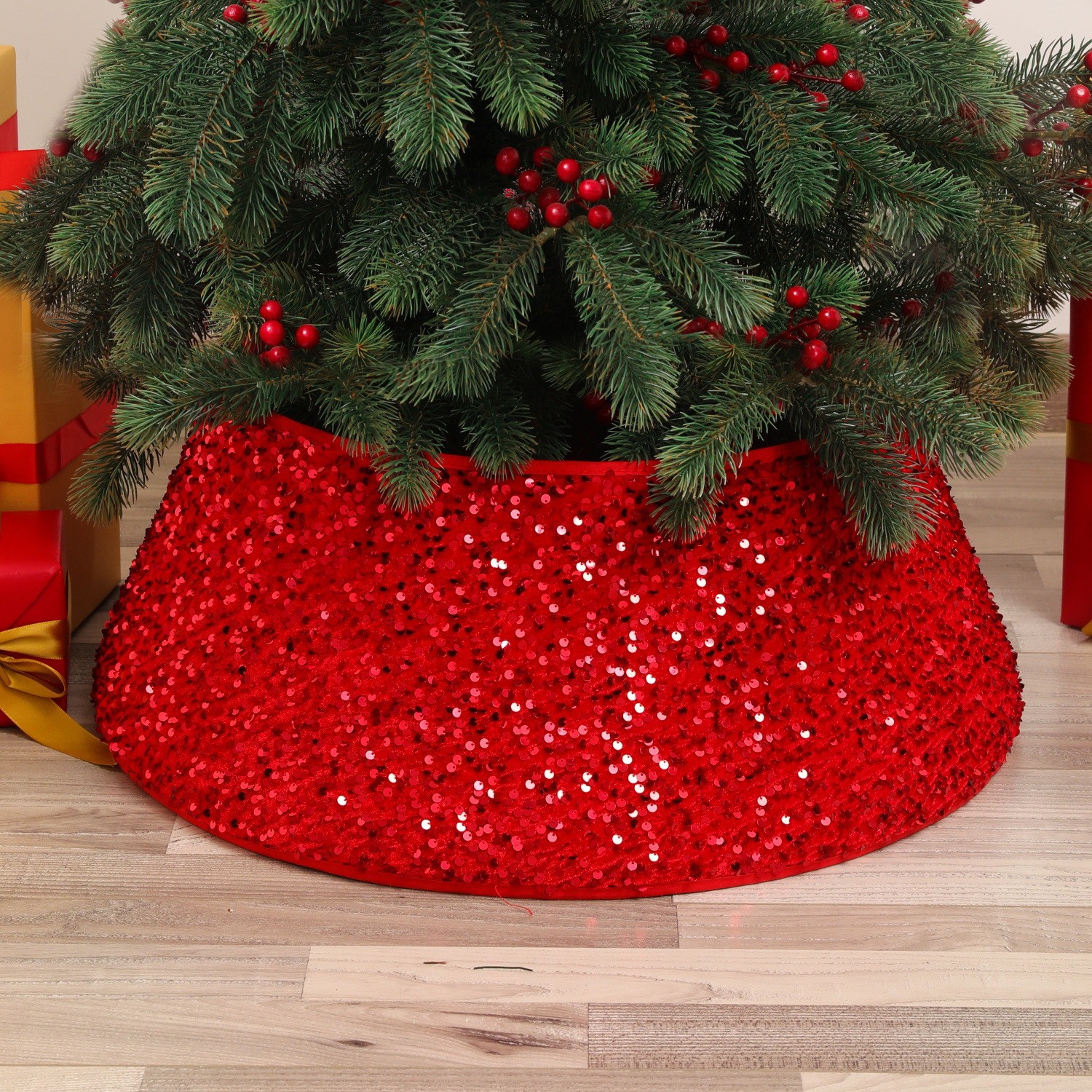 Adornos de árbol de Navidad con lentejuelas, nuevos, transfronterizos, al por mayor, artículos para manualidades, cuellos para árboles de Navidad