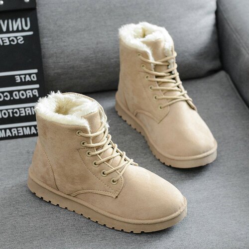 2025 Fall/Winter Student Snow Boots for Women: Short Ankle Boots, Warm Lined, Lace-Up, Flat Heel, Trendy Korean-Style Cotton Shoes
