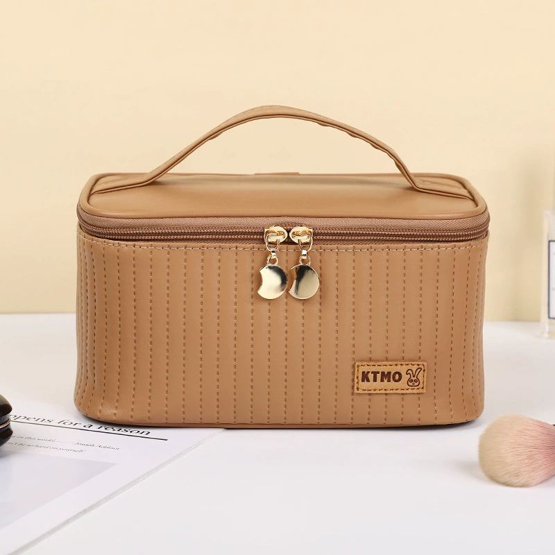 Polyurethane Cosmetic Bag, Handheld Waterproof Organizer, Spacious 24.2×19.6×3.6 cm