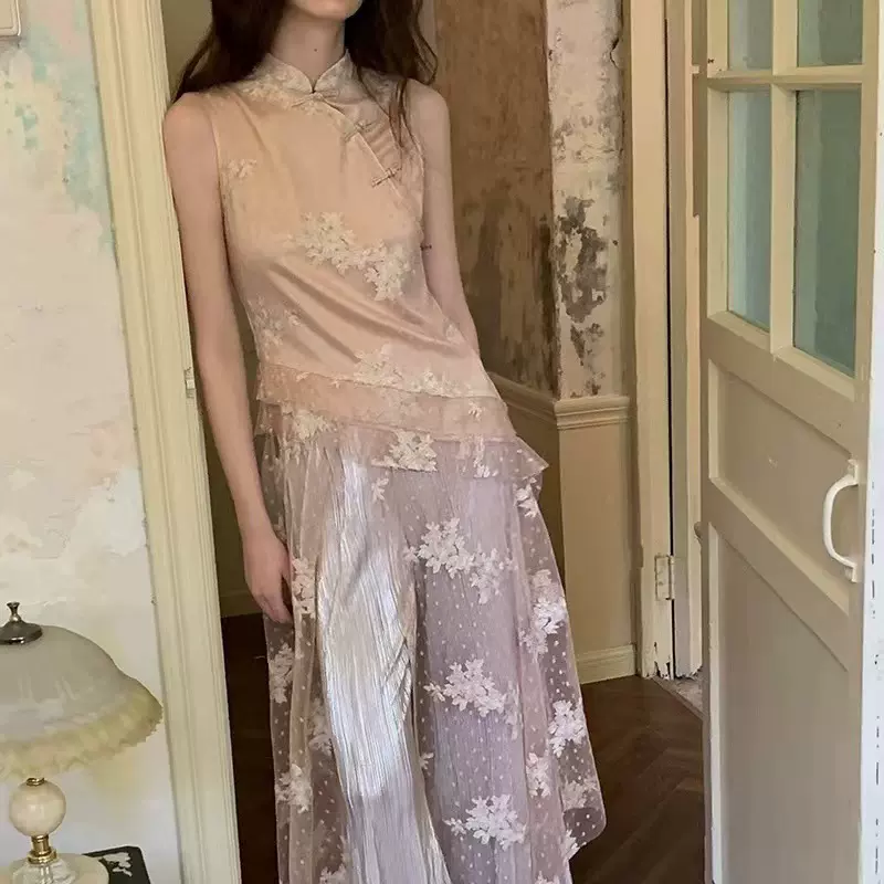 现货CARIE东方浪漫 2025夏季新品新中式仙女开叉不规则旗袍连衣裙