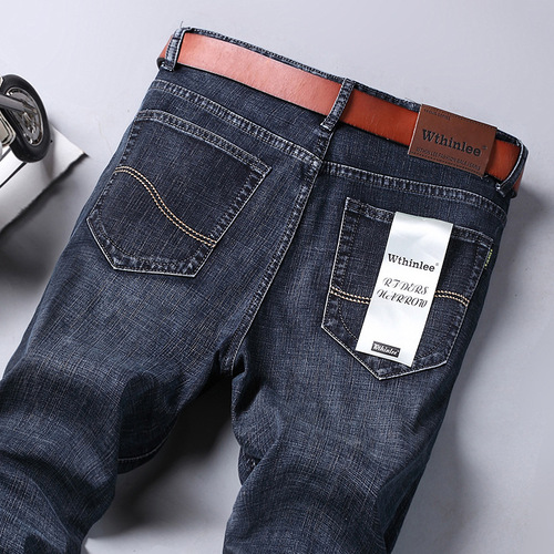 Men's Stretch Denim Jeans Loose Straight Leg American Trend Spring and Autumn Young Men's Pants
