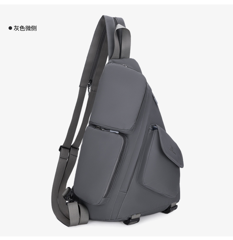2025 New cross-border men's chest bag, casual men's bag, large-capacity retro multi-functional crossbody bag, soft leather single-shoulder bag undefined