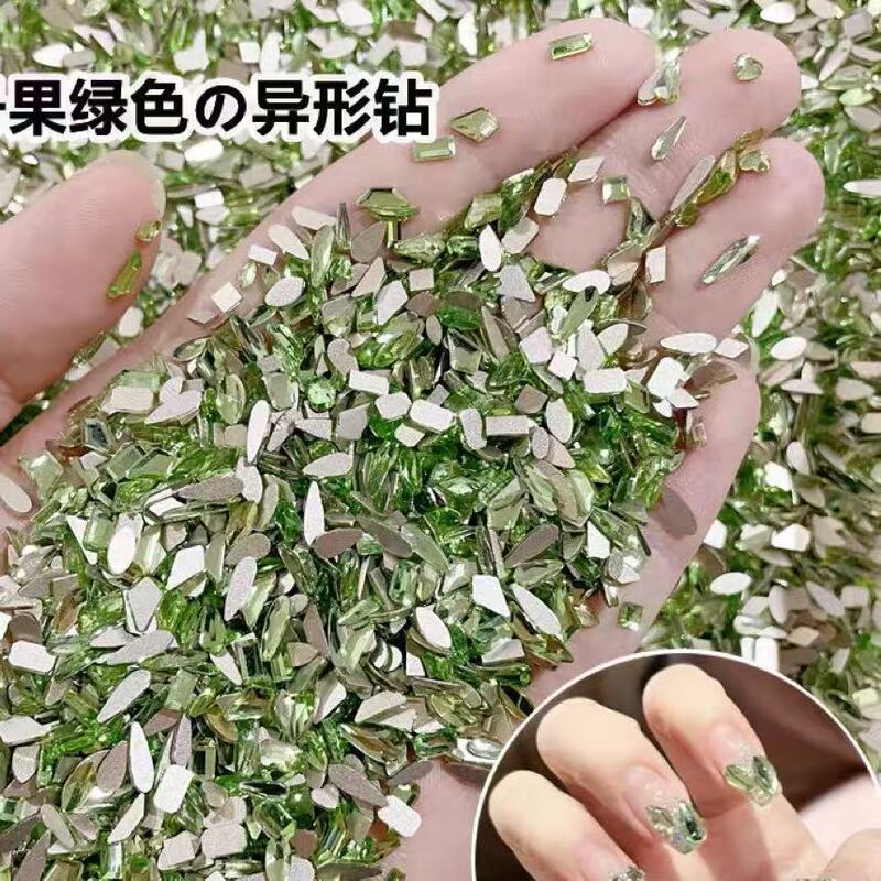 light green Flat Glass Internet Celebrant Explosive Special-Shaped Nail Art Magic Color Fingertip Diamond Jewelry