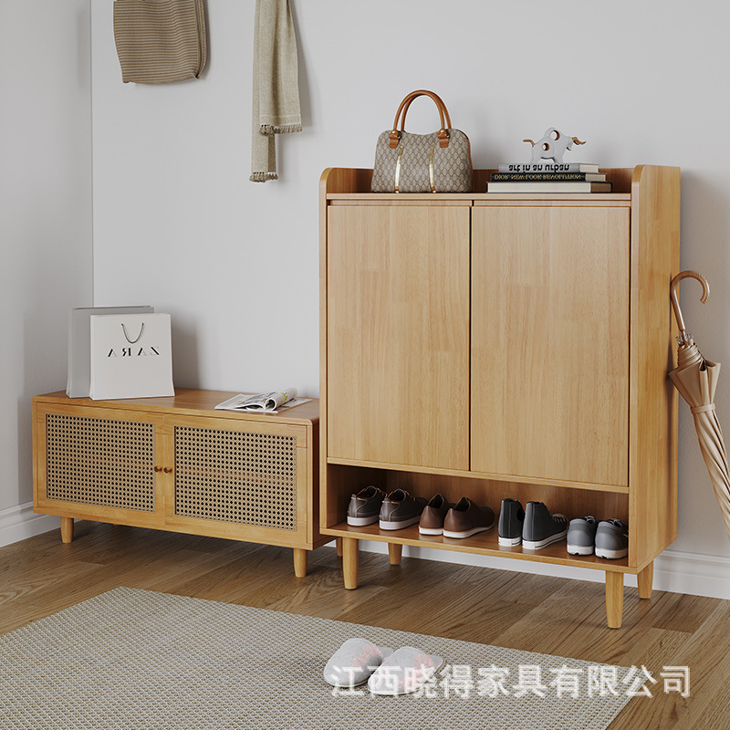 Solid Wood Shoe Cabinet for Home Entrance, Entrance Hall Cabinet, Storage Cabinet, Modern Simple Large-Capacity Partition Cabinet
