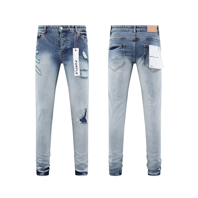PURPLE BRAND JEANS美潮高街男士休闲破洞设计款修身显瘦牛仔长裤|undefined