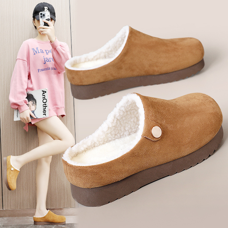 BR095 Uued 2024. aasta sügis- ja talve naiste ühevärvilised soojad puuvillased kingad Veet õhukese põhjaga, sise- ja sisetingimustes kasutamiseks, lihtsad vabaajajalatsid_voghion.com