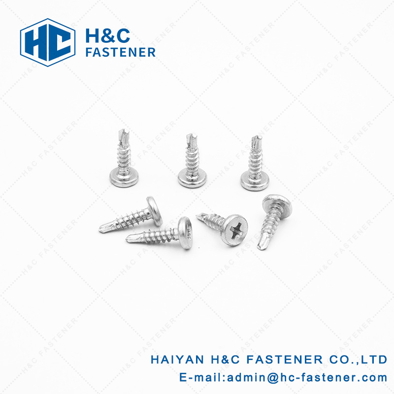 螺钉供应c1022碳钢平头威化头十字槽钻尾 蓝白锌黄锌螺钉