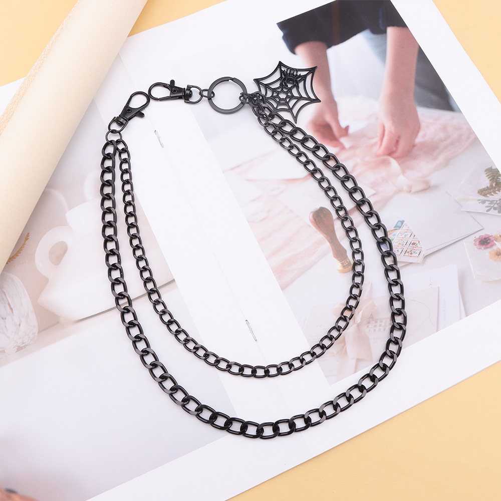 Spider Web Pendant Double Layer Metal Chain For Men Stylish_voghion.com