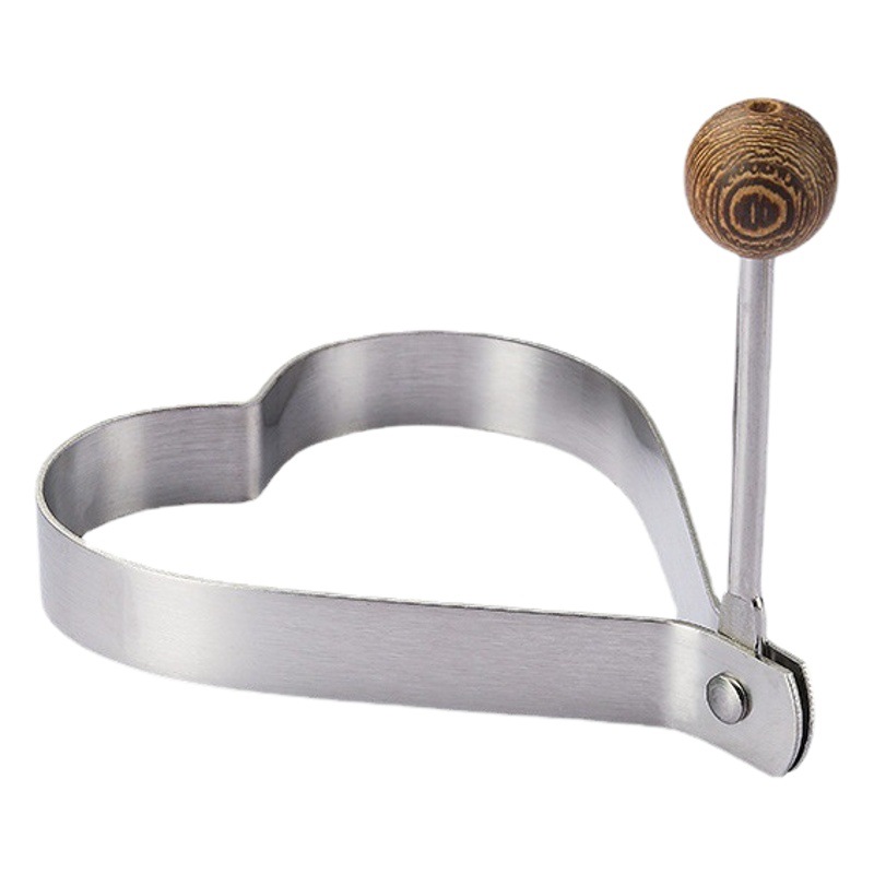 316 Food-Grade Egg Ring Mold with Wooden Handle for Home Use, Egg Frying Tool, Household Egg Fryer