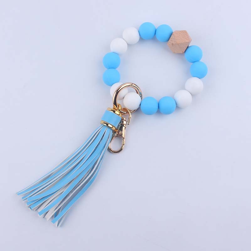 Color Block Pattern Simple Style Artistic Color Block Alloy Silica Gel Beaded Women's Keychain