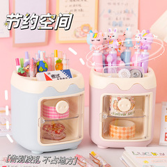 創意卡通多格小豬筆筒批發學生少女心桌面文具可愛多功能收納盒T