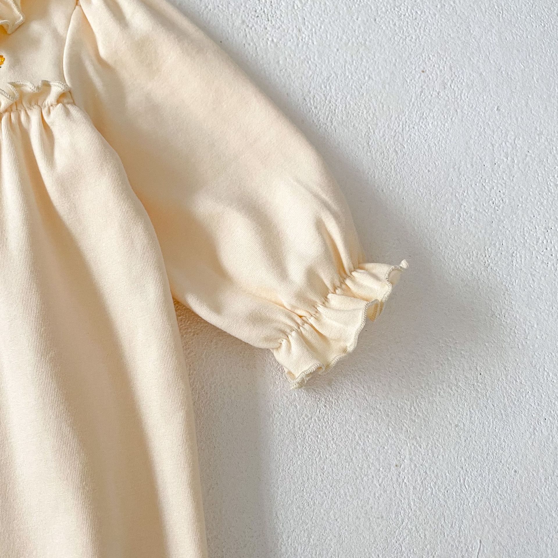 2024 Autumn New Baby and Girl Clothing Embroidered Small Lotus Leaf Collar Long Sleeve Loose Short Crawler jumpsuit_voghion.com