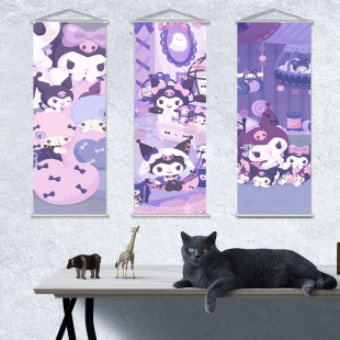 Anime Kawaii Kuromi Decorative Painting Bedroom Bedside Mural Comic Exhibition Poster Hanging Scroll Painting Cute Hanging Painting
