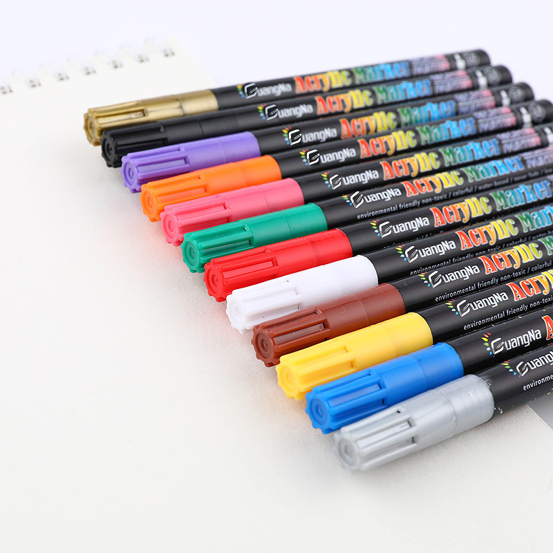 Guangna s130-12 traje de acrílico color marcador de arte 12 color traje 2mm pluma cabeza de la pluma de pintura transfronteriza