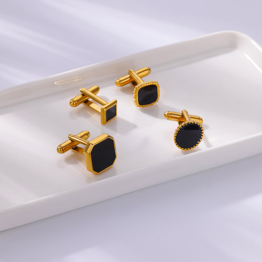 Foreign Trade Ebay Aliexpress Square Plated 18K Gold Stainless Steel Cufflinks Men's French Cufflinks Shirt Buckle Jewelry for Women