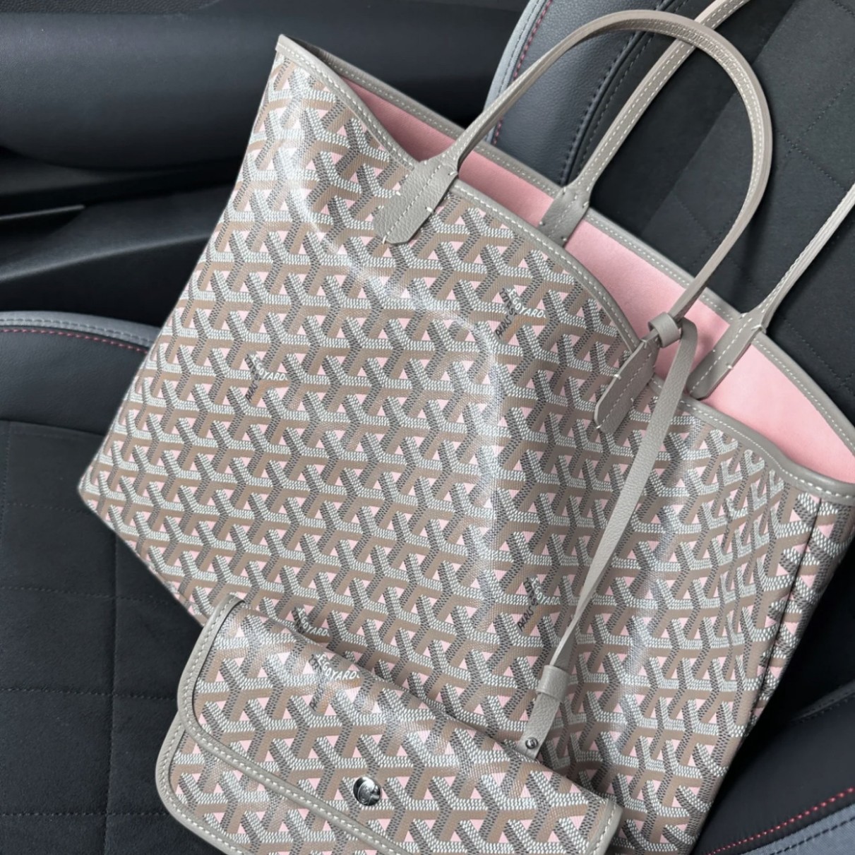 Tote Bag New Model Dog-Tooth Bag 170Th Anniversary Limited Edition Gray-Pink Shopping Bag Tote Mommy Bag Set