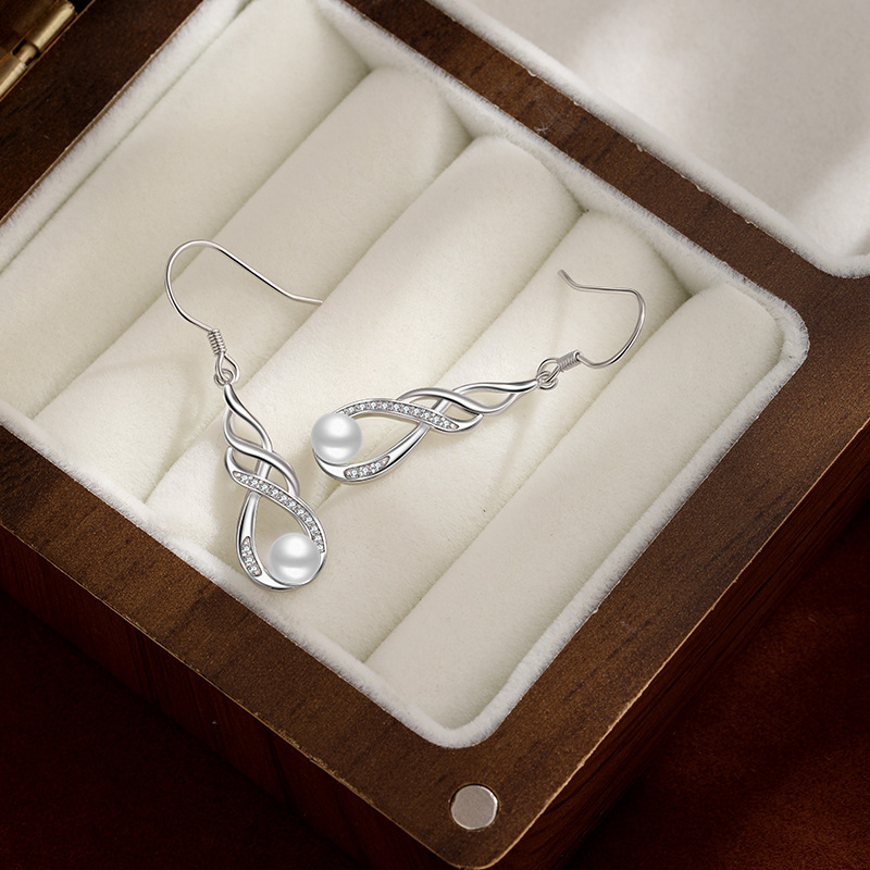 925 pendientes de perlas de agua dulce de plata ligera lujo de alta calidad pendientes largos de dama irlandeses pendientes celta