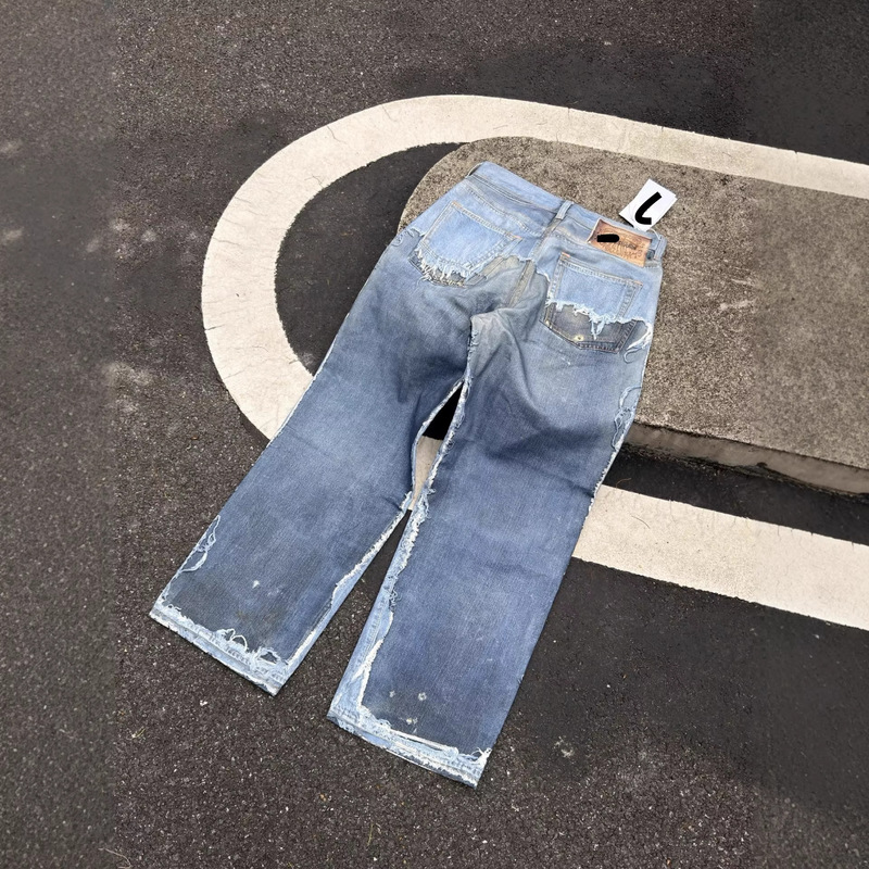 Ac Patchwork 3D Printed 1981 Classic Style Wide-Leg Jeans