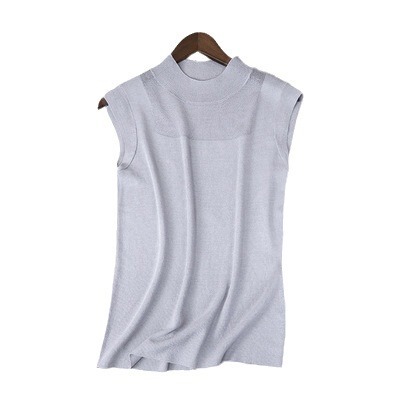  Women's Summer Short-Sleeve Ice Silk Knit Camisole Top Loose Underwear Tank Top