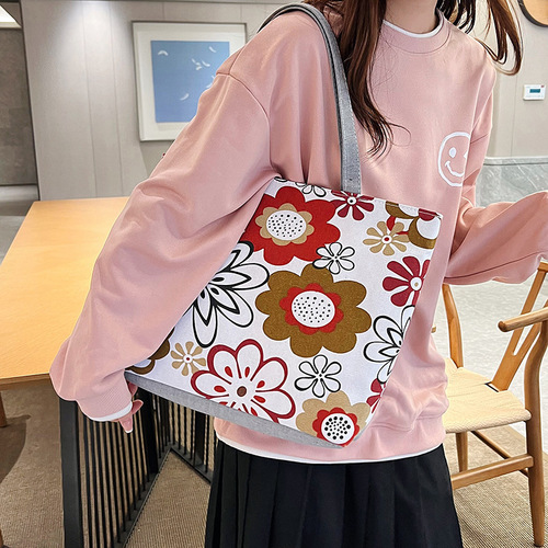 Factory New Printed Canvas Bag Wholesale Leisure Commute Women Fashion Handbag Crossbody Women's Bag for International Trade