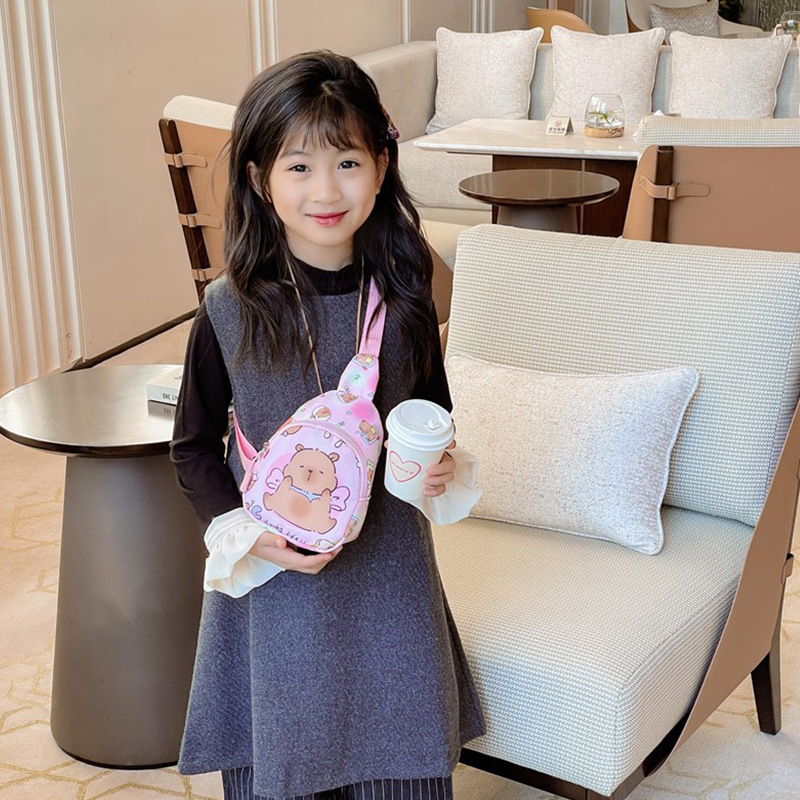 Lindo bolso de niña, bolso de mensajero de dibujos animados para niños, bolso de pecho de niña salvaje de estilo extranjero