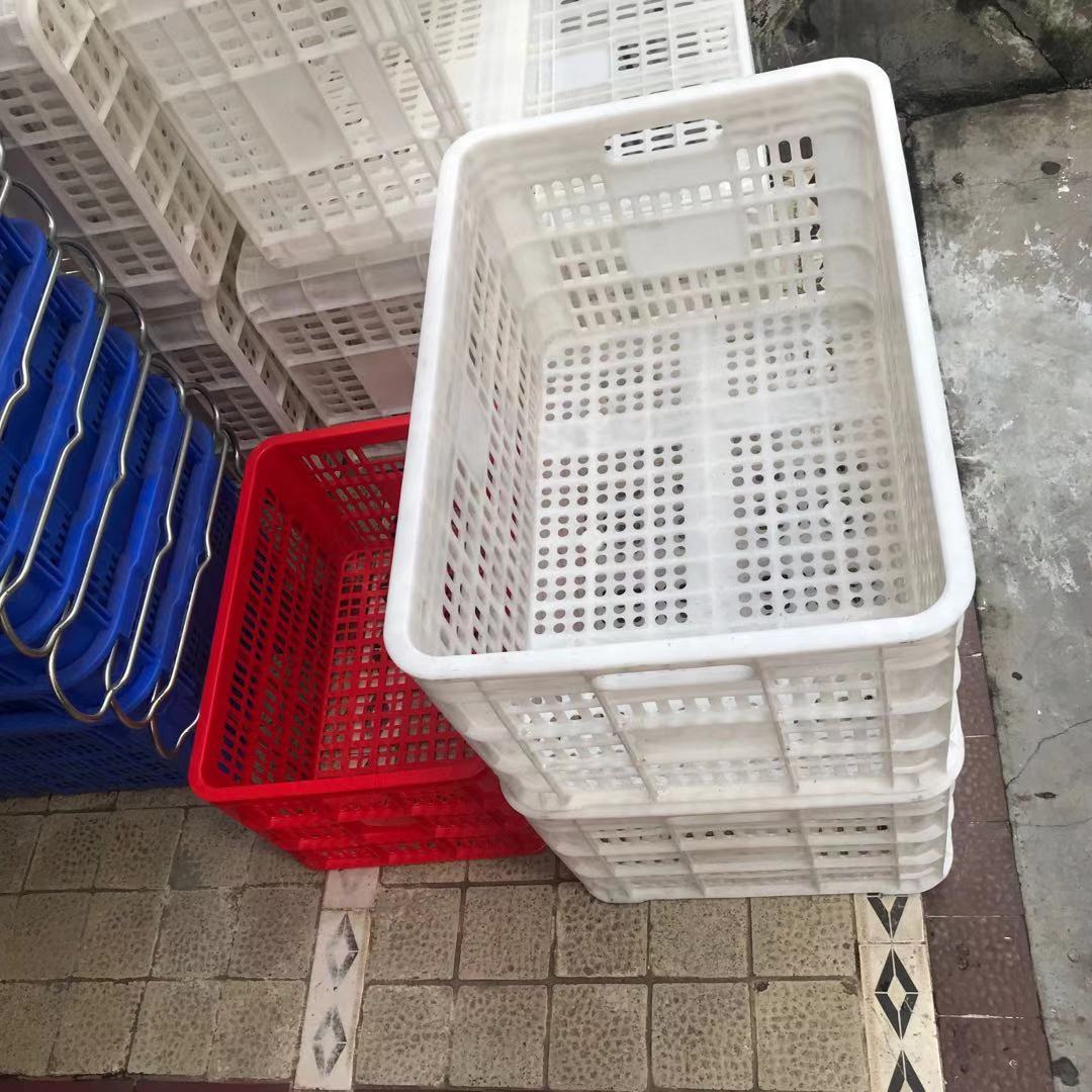 610*420*375白色塑料框 黄色水果箩筐 长方型塑胶筐 可烫金丝印