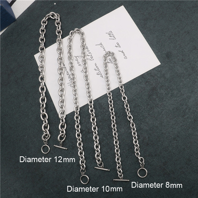 Hong Kong style personality OT titanium steel necklace girls stainless steel single chain thick chain hip hop trend o punk ins style