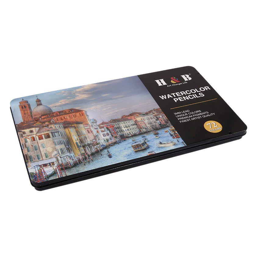 Набор цветных карандашей H&B72 в шестигранной жестяной коробке для рисования, граффити и творчества