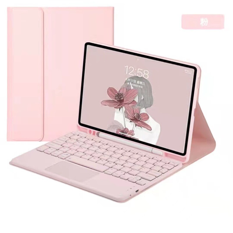 Suitable for Samsung S9/s7 FE touch Bluetooth keyboard P610 candy pen slot A8 retro keyboard leather case