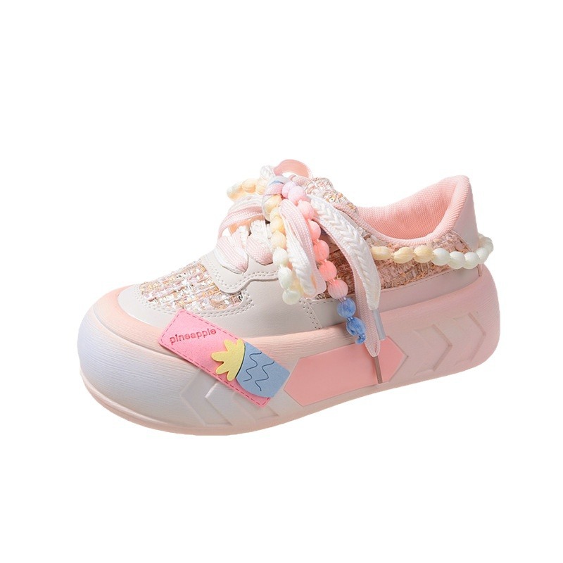 Primavera 2024 Nuevos zapatos blancos de dopamina zapatos casuales cómodos de suela gruesa para mujer joven de moda Zapatos de mesa