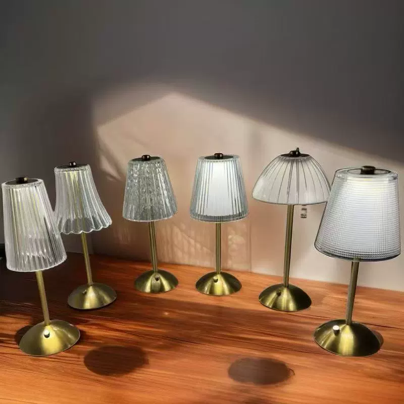 Кристалл ретро настольная лампа тыква полосатая спальня прикроватная лампа металлическая настольная сенсорная лампа двойного назначения ночник оптом