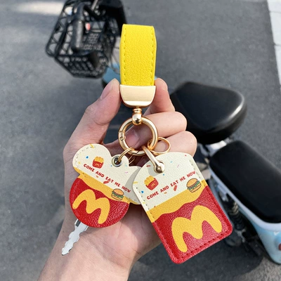 Vehicle Keychain Protective Cover – Electric vehicle key cover shell - leather-keychain-double-card-holder-m-note
