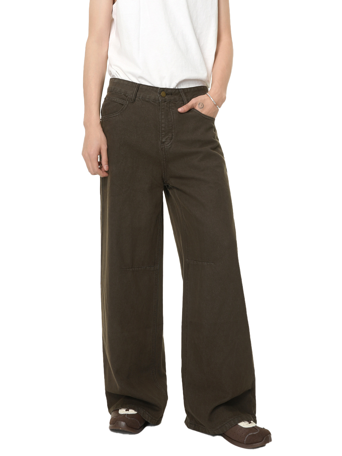 MTLCLOTHES Hombres| Coreano Cleanfit simple estilo de algodón de cintura media clásico versátil jeans recto