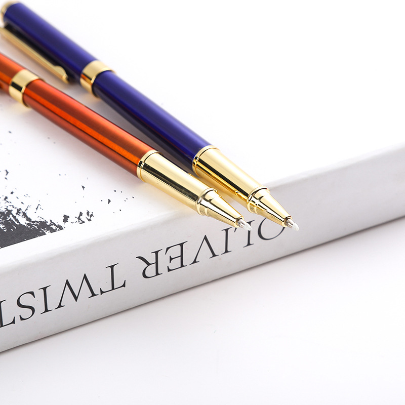 Fabricante en stock pluma de firma de metal pluma de gel de regalo de alta gama Logotipo de letras publicidad pluma de agua de impresión pluma de metal